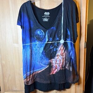 Rock & Republic Black and Blue Star Wars Graphic Top